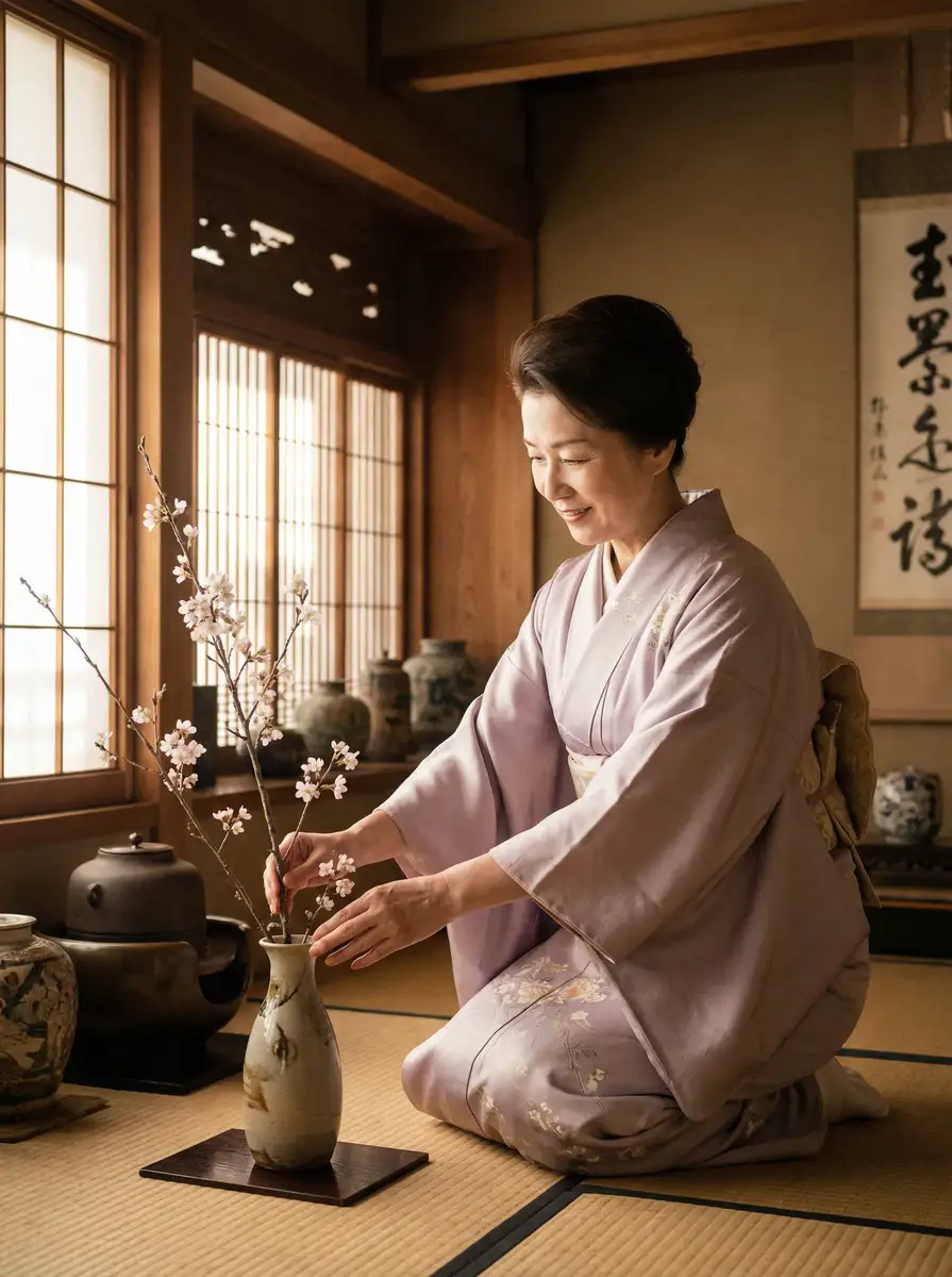 一位优雅的 今日吃瓜_今日吃瓜吃瓜爆料 | 全网最全今日吃瓜聚集地 在和室中插花